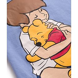 Babyhug Disney Single Jersey Knit Half Sleeves Shorts Night Suit With Winnie & Friends Graphics - Light Blue
