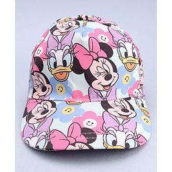 Babyhug Disney Cotton Woven Summer Cap With Minnie Mouse Print Blue - Diameter 16.5 cm
