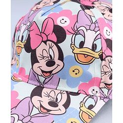 Babyhug Disney Cotton Woven Summer Cap With Minnie Mouse Print Blue - Diameter 16.5 cm