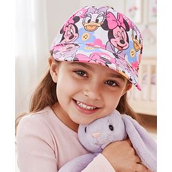 Babyhug Disney Cotton Woven Summer Cap With Minnie Mouse Print Blue - Diameter 16.5 cm