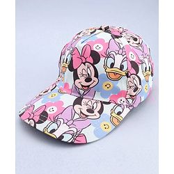 Babyhug Disney Cotton Woven Summer Cap With Minnie Mouse Print Blue - Diameter 16.5 cm