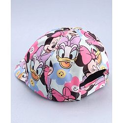 Babyhug Disney Cotton Woven Summer Cap With Minnie Mouse Print Blue - Diameter 16.5 cm