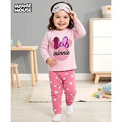 Babyhug Disney single Jersey Knit Full Sleeves Night Suit With Minnie Mouse Graphics - Pink