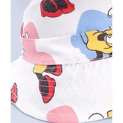 Babyhug Disney Cotton Woven Summer Cap with Minnie Mouse Print White - Diameter 23 cm