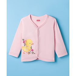 Babyhug 100% Cotton Knit Full Sleeves Front Open Jhablas with Duck & Floral Print Pack of 3 - White Pink & Sea Green
