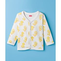 Babyhug 100% Cotton Knit Full Sleeves Front Open Jhablas with Duck & Floral Print Pack of 3 - White Pink & Sea Green