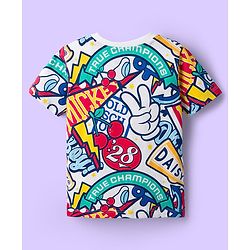 Babyhug Disney Single Jersey Knit Half Sleeves T-Shirt with Mickey Mouse Print - Multicolor