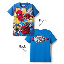 Babyhug Marvel Single Jersey Knit Half Sleeves T-Shirt With Spider-Man Graphics - Blue