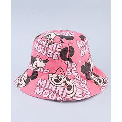 Babyhug Disney Cotton Woven Summer Cap with Minnie Mouse Print Pink - Diameter 23 cm