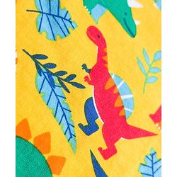 Babyhug Cotton Knit Full Sleeves Co-ords Night Suit with Dino Print - Yellow
