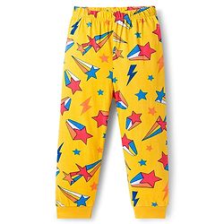 Babyhug Cotton Knit Full Sleeves Co-ords Night Suit with Star Print - Yellow