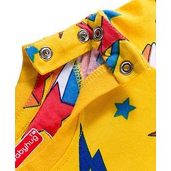 Babyhug Cotton Knit Full Sleeves Co-ords Night Suit with Star Print - Yellow