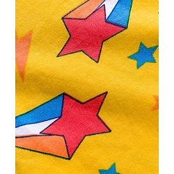 Babyhug Cotton Knit Full Sleeves Co-ords Night Suit with Star Print - Yellow