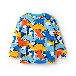 Babyhug Cotton Knit Full Sleeves Co-ords Night Suit With Dino Print - Blue