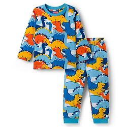 Babyhug Cotton Knit Full Sleeves Co-ords Night Suit With Dino Print - Blue