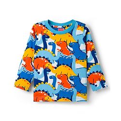 Babyhug Cotton Knit Full Sleeves Co-ords Night Suit With Dino Print - Blue