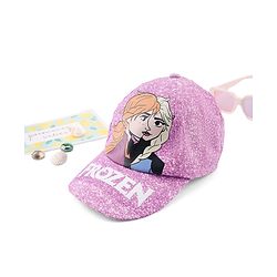 Babyhug Disney Cotton Woven Summer Cap With Disney Princess Graphics Purple - Diameter 16 cm