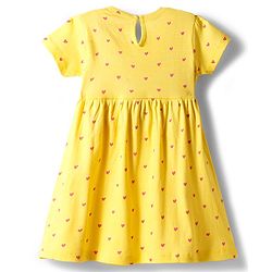 Babyhug Single Jersey Knit Half Sleeves Floral Heart & Print Printed Frocks with Bow Applique Pack of 2 - Yellow & Lilac