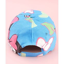 Babyhug Disney Cotton Woven Summer Cap with Minnie Mouse Print Blue - Diameter 17 cm