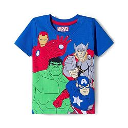 Babyhug Marvel Single Jersey Knit Half Sleeves T-Shirt with Avengers Graphic - Blue