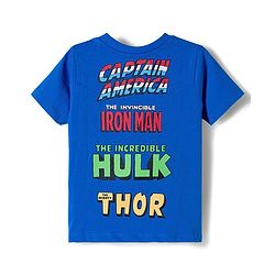 Babyhug Marvel Single Jersey Knit Half Sleeves T-Shirt with Avengers Graphic - Blue