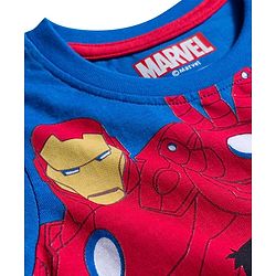 Babyhug Marvel Single Jersey Knit Half Sleeves T-Shirt with Avengers Graphic - Blue