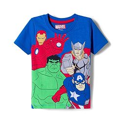 Babyhug Marvel Single Jersey Knit Half Sleeves T-Shirt with Avengers Graphic - Blue