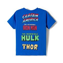 Babyhug Marvel Single Jersey Knit Half Sleeves T-Shirt with Avengers Graphic - Blue