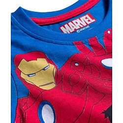 Babyhug Marvel Single Jersey Knit Half Sleeves T-Shirt with Avengers Graphic - Blue