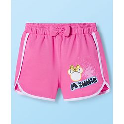 Babyhug Disney Single Jersey Knit Sleeveless T-Shirt & Shorts Set With Minnie Mouse Graphics - White & Pink