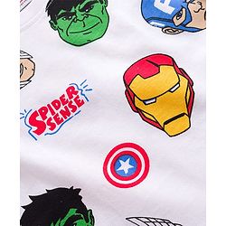 Babyhug Marvel Single Jersey Knit Full Sleeves Co-ords Night Suit With Avengers Print - White