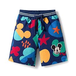 Babyhug Disney Single Jersey Knit Half Sleeves T-Shirt & Shorts Co-ord Set With Mickey Mouse Graphics - Navy Blue