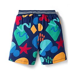 Babyhug Disney Single Jersey Knit Half Sleeves T-Shirt & Shorts Co-ord Set With Mickey Mouse Graphics - Navy Blue