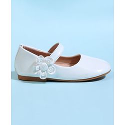 Cute Walk by Babyhug Velcro Closure Ballerina With Floral Applique - White