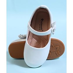 Cute Walk by Babyhug Velcro Closure Ballerina With Floral Applique - White
