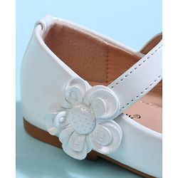 Cute Walk by Babyhug Velcro Closure Ballerina With Floral Applique - White