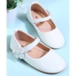 Cute Walk by Babyhug Velcro Closure Ballerina With Floral Applique - White