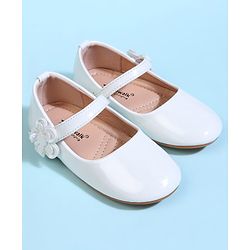 Cute Walk by Babyhug Velcro Closure Ballerina With Floral Applique - White
