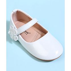 Cute Walk by Babyhug Velcro Closure Ballerina With Floral Applique - White