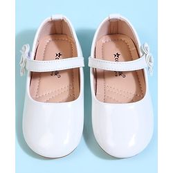 Cute Walk by Babyhug Velcro Closure Ballerina With Floral Applique - White