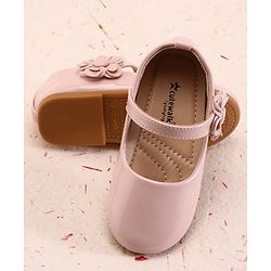 Cute Walk by Babyhug Velcro Closure Ballerina With Floral Applique - White