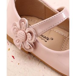 Cute Walk by Babyhug Velcro Closure Ballerina With Floral Applique - White