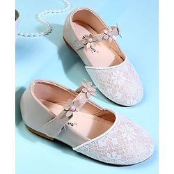 Cute Walk by Babyhug Ballerina With Velcro Closure & Floral Applique - Beige