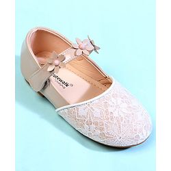 Cute Walk by Babyhug Ballerina With Velcro Closure & Floral Applique - Beige