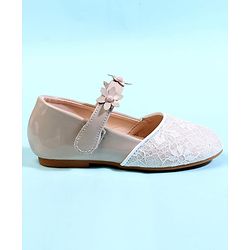 Cute Walk by Babyhug Ballerina With Velcro Closure & Floral Applique - Beige