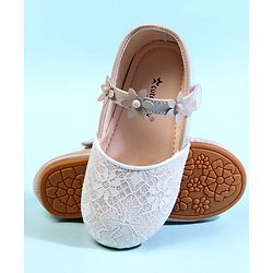 Cute Walk by Babyhug Ballerina With Velcro Closure & Floral Applique - Beige
