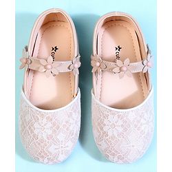 Cute Walk by Babyhug Ballerina With Velcro Closure & Floral Applique - Beige