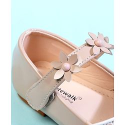Cute Walk by Babyhug Ballerina With Velcro Closure & Floral Applique - Beige