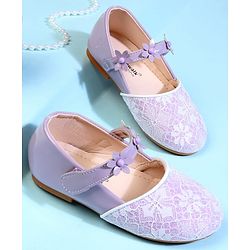 Cute Walk by Babyhug Ballerina With Velcro Closure & Floral Applique - Beige