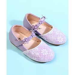 Cute Walk by Babyhug Ballerina With Velcro Closure & Floral Applique - Beige